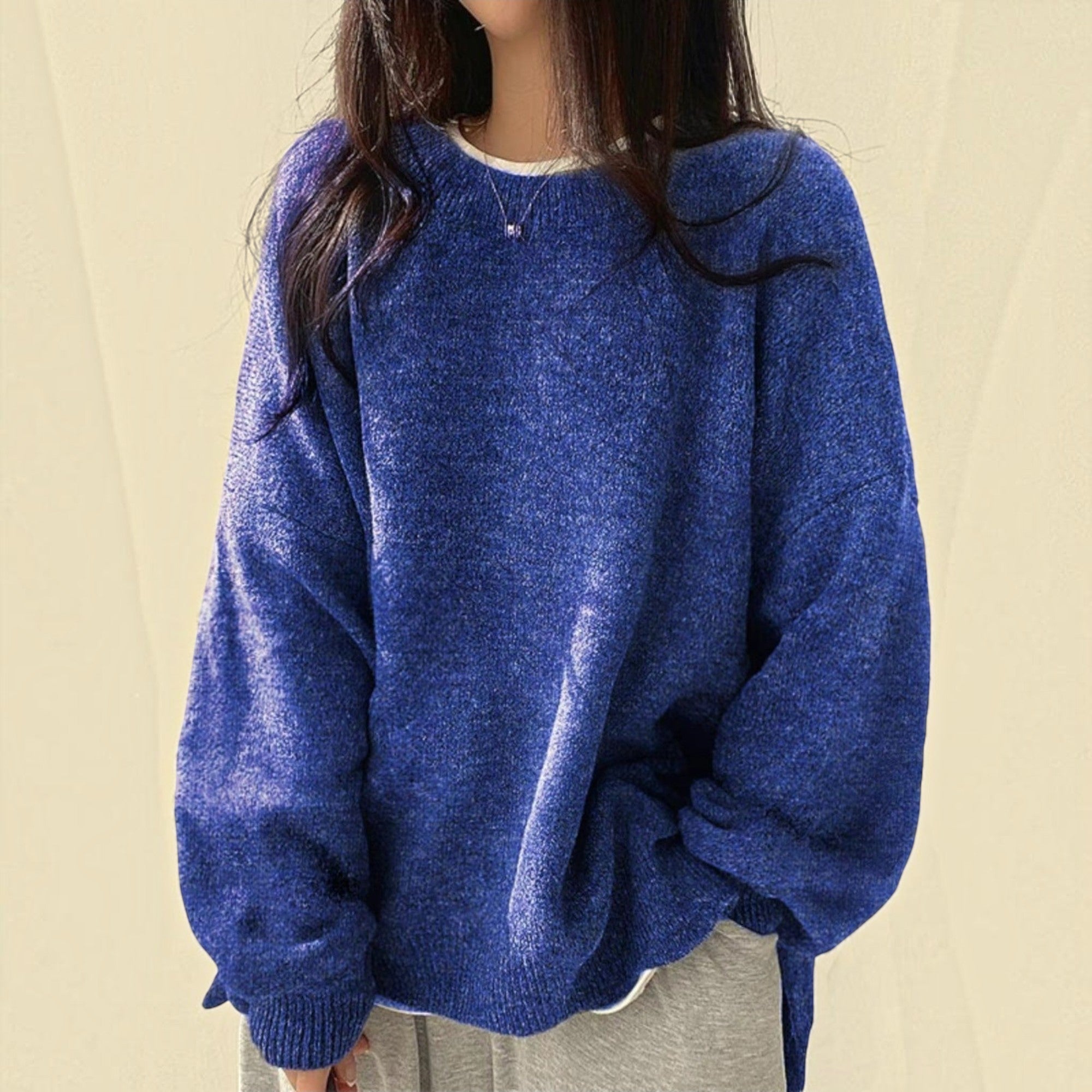 Ellmont London | Crewneck Sweater Women's Casual Knit Pullover with Relaxed Fit
