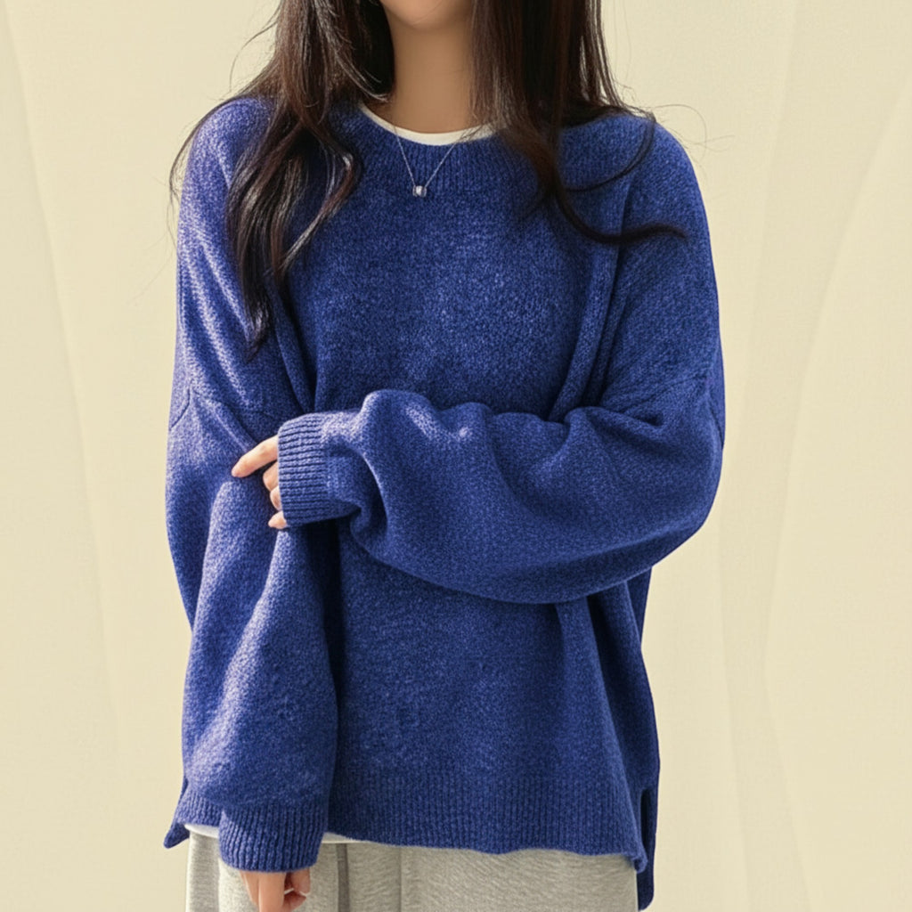 Ellmont London | Crewneck Sweater Women's Casual Knit Pullover with Relaxed Fit