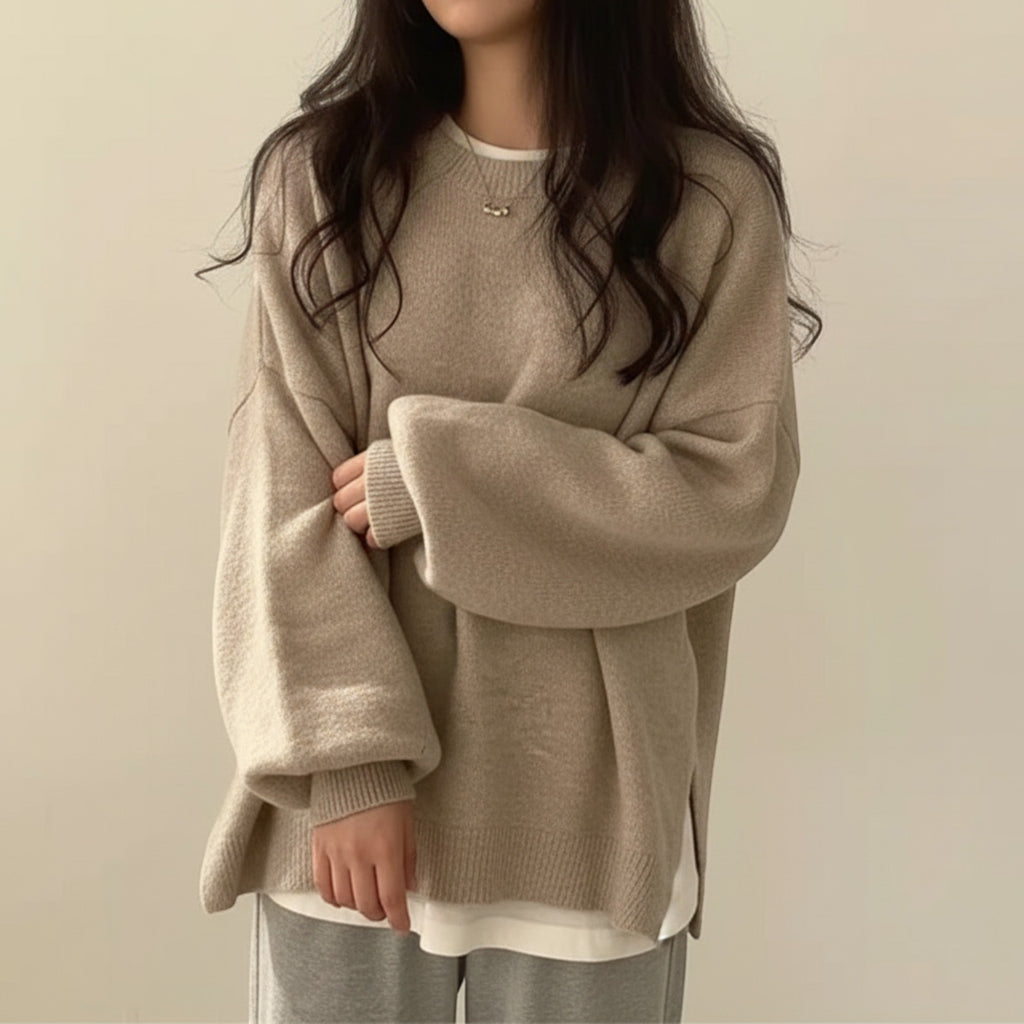 Ellmont London | Crewneck Sweater Women's Casual Knit Pullover with Relaxed Fit