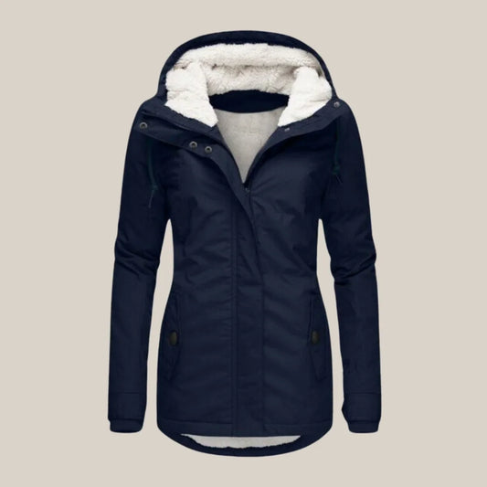 Women's Sherpa Lined Hooded Quilted Jacket – Fleece Winter Coat