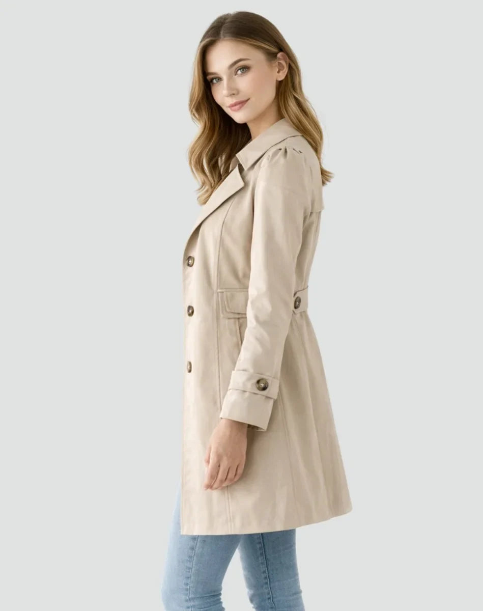Women's Tailored Double-Breasted Trench Coat – Mid-Length