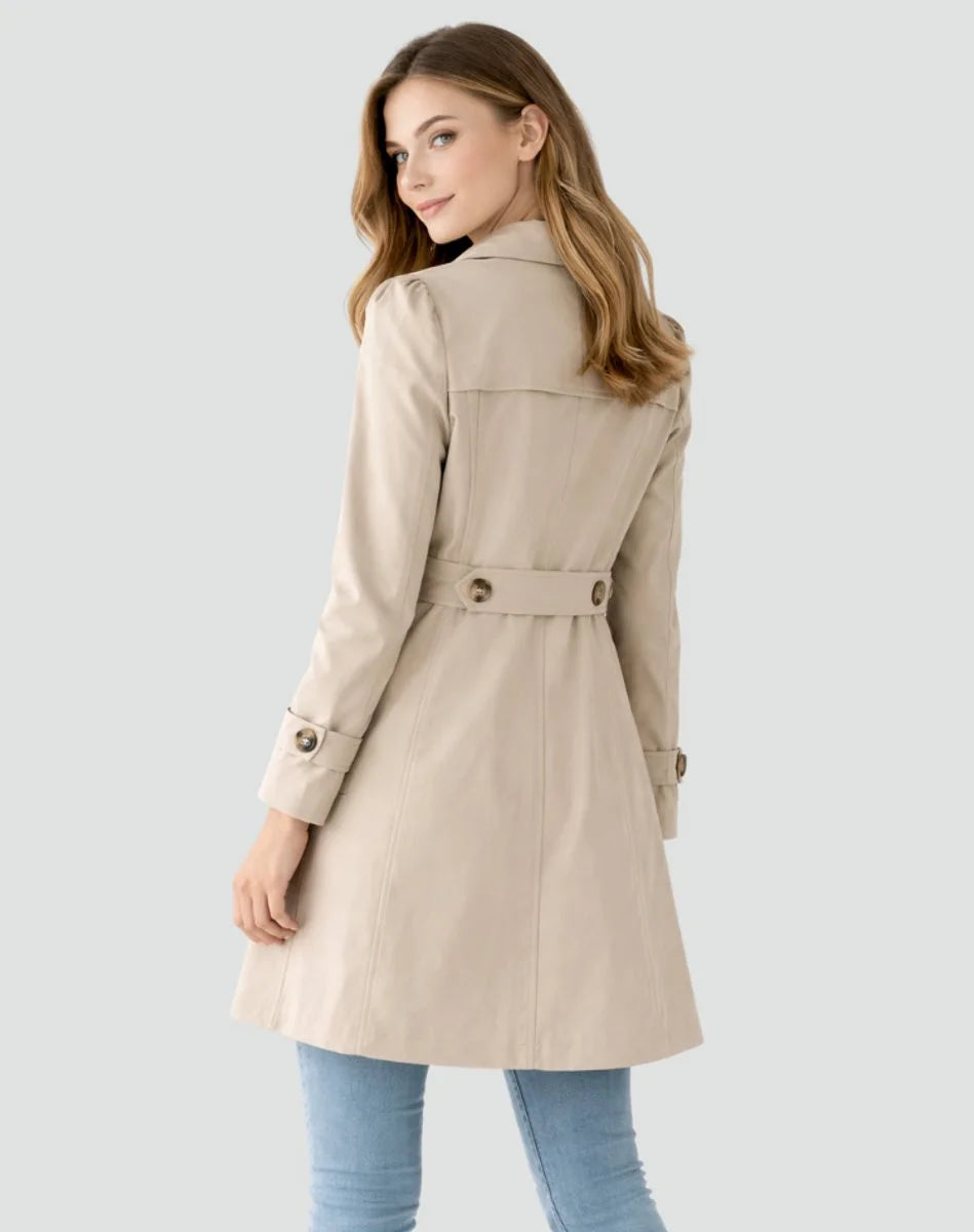 Women's Tailored Double-Breasted Trench Coat – Mid-Length