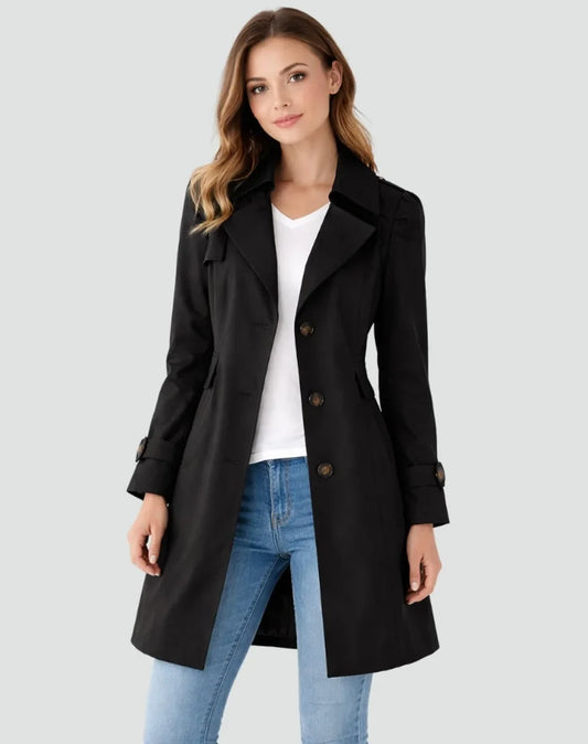 Women's Tailored Double-Breasted Trench Coat – Mid-Length