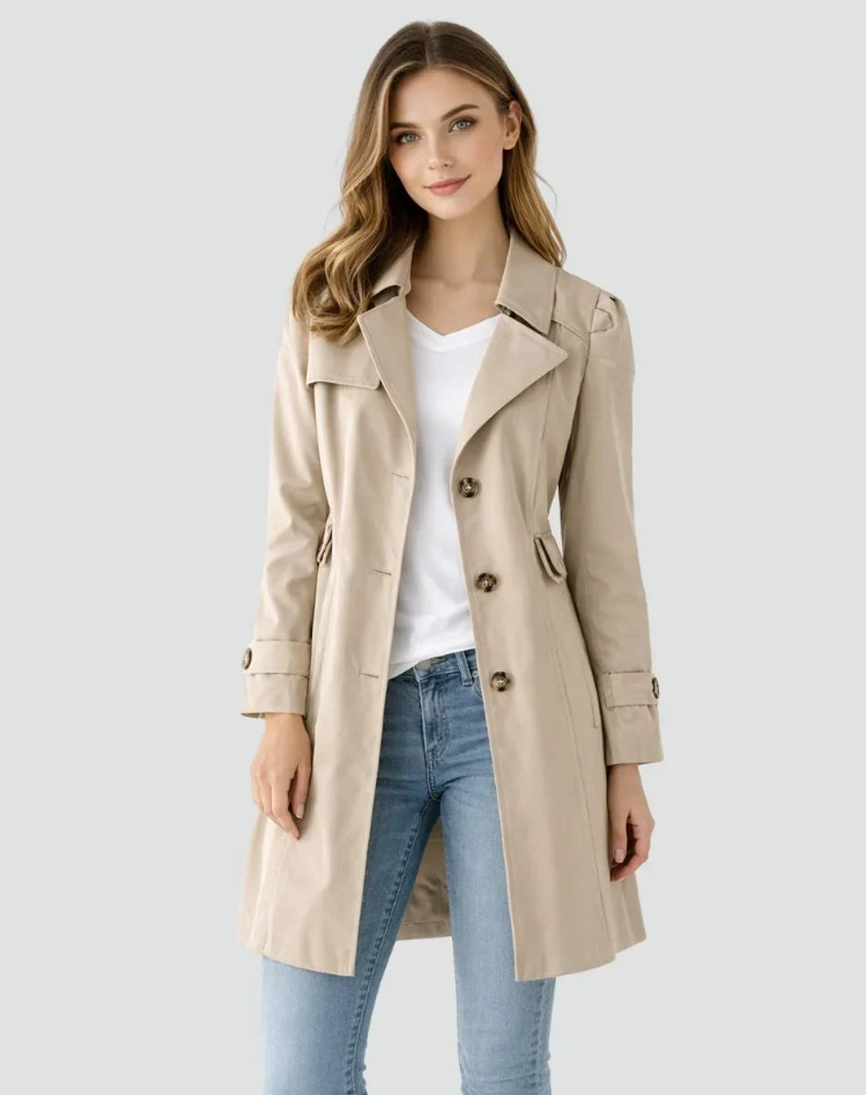 Women's Tailored Double-Breasted Trench Coat – Mid-Length