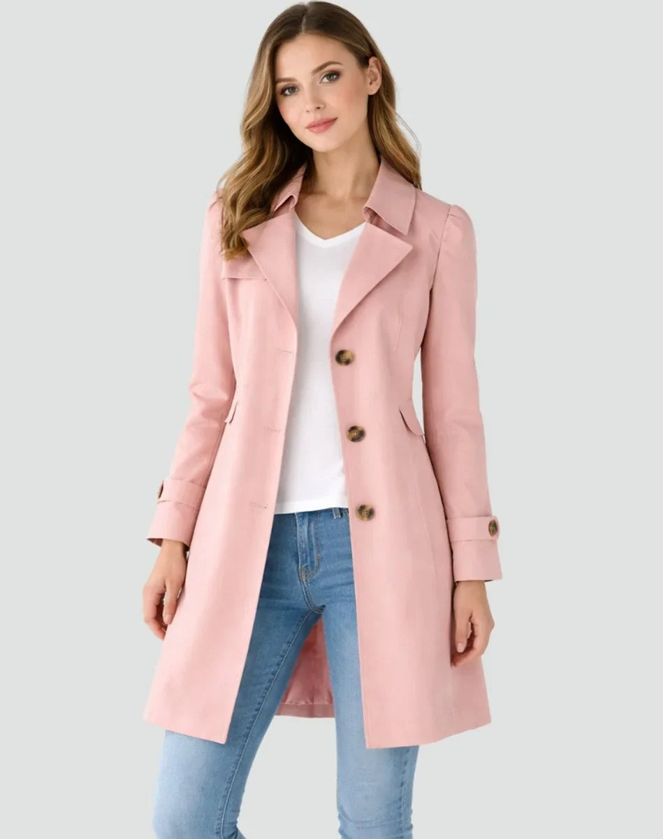 Women's Tailored Double-Breasted Trench Coat – Mid-Length